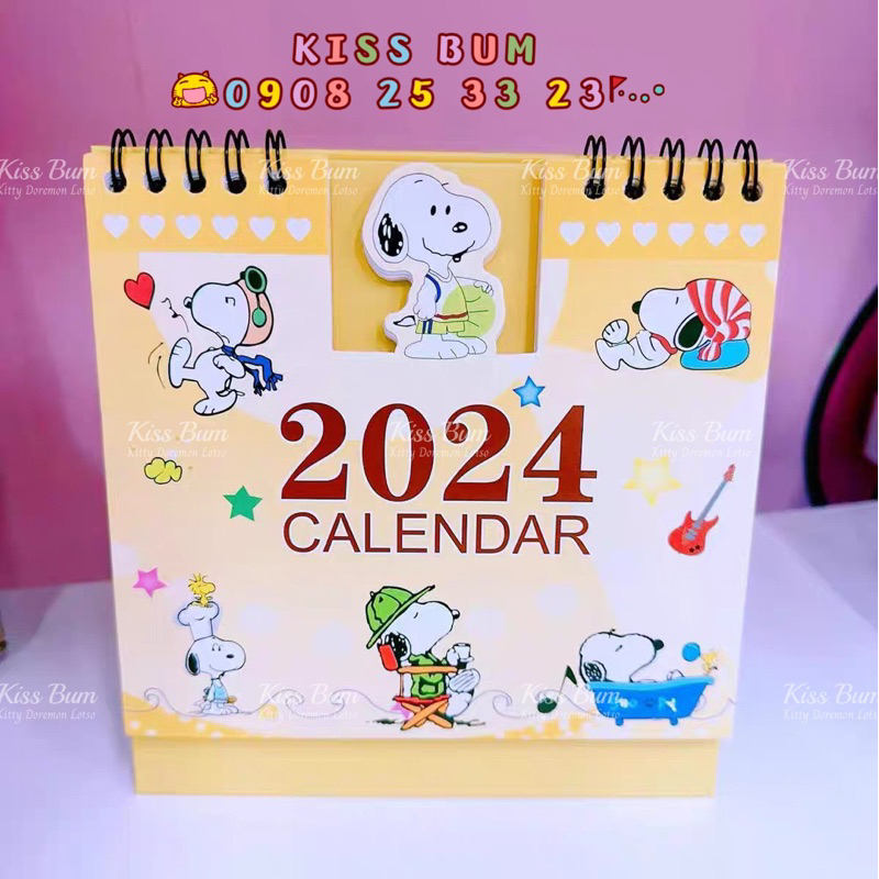 Lịch để bàn 2024 Doremon Melody HelloKitty Purin Snoppy Cinnamoroll Stitch