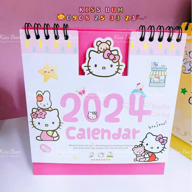 Lịch để bàn 2024 Doremon Melody HelloKitty Purin Snoppy Cinnamoroll Stitch