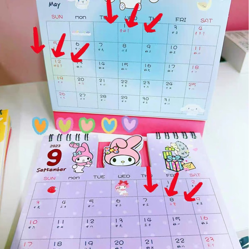 Lịch để bàn 2024 Doremon Melody HelloKitty Purin Snoppy Cinnamoroll Stitch