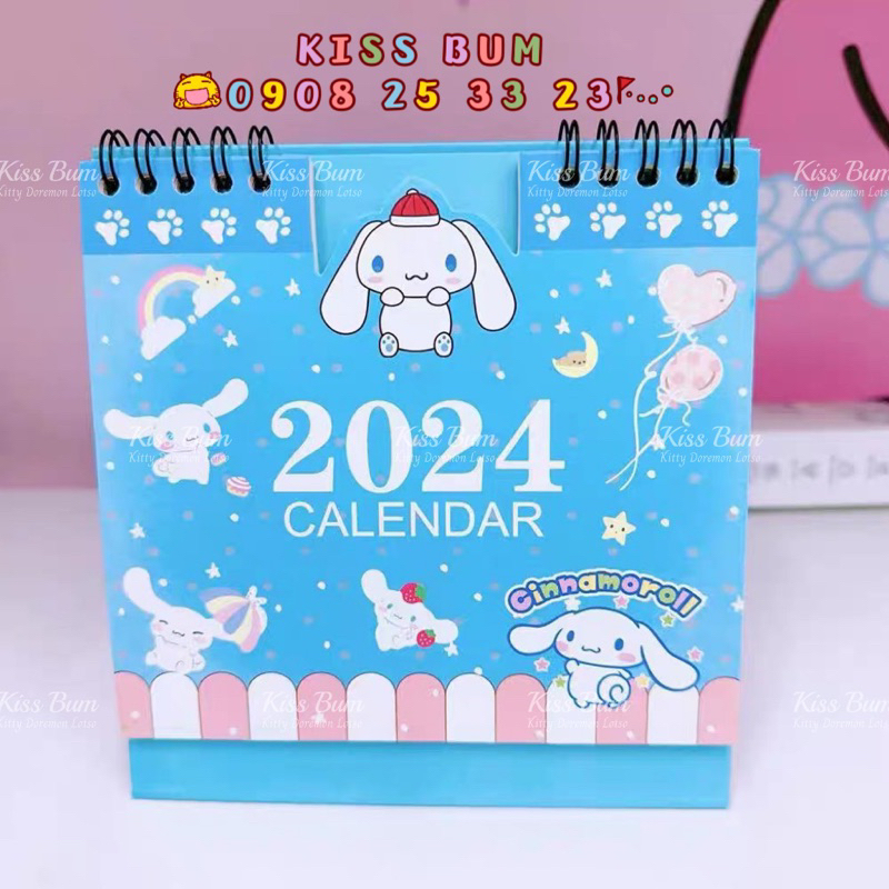 Lịch để bàn 2024 Doremon Melody HelloKitty Purin Snoppy Cinnamoroll Stitch