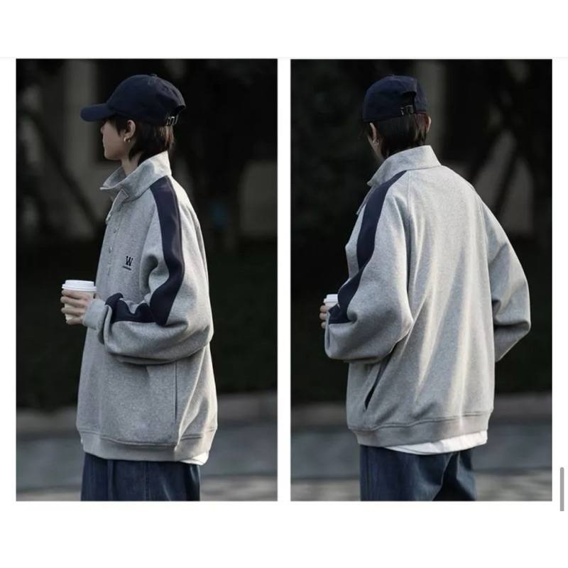 Áo Sweater chữ W unisex nỉ bông cotton dưới 75kg - áo phông dài tay dáng thụng phong cách Ulzzang