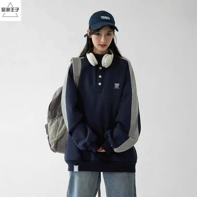 Áo Sweater chữ W unisex nỉ bông cotton dưới 75kg - áo phông dài tay dáng thụng phong cách Ulzzang