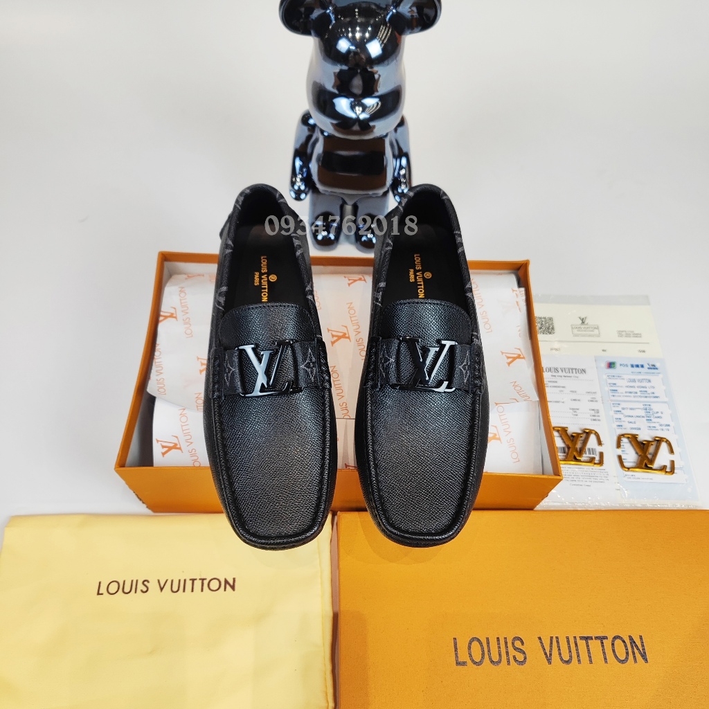 Giày Lười Moca LV Nam Cao Cấp Hoa Viền Thời Trang Da Bò xịn Chuẩn form Full Box Bảo Hành 1 năm