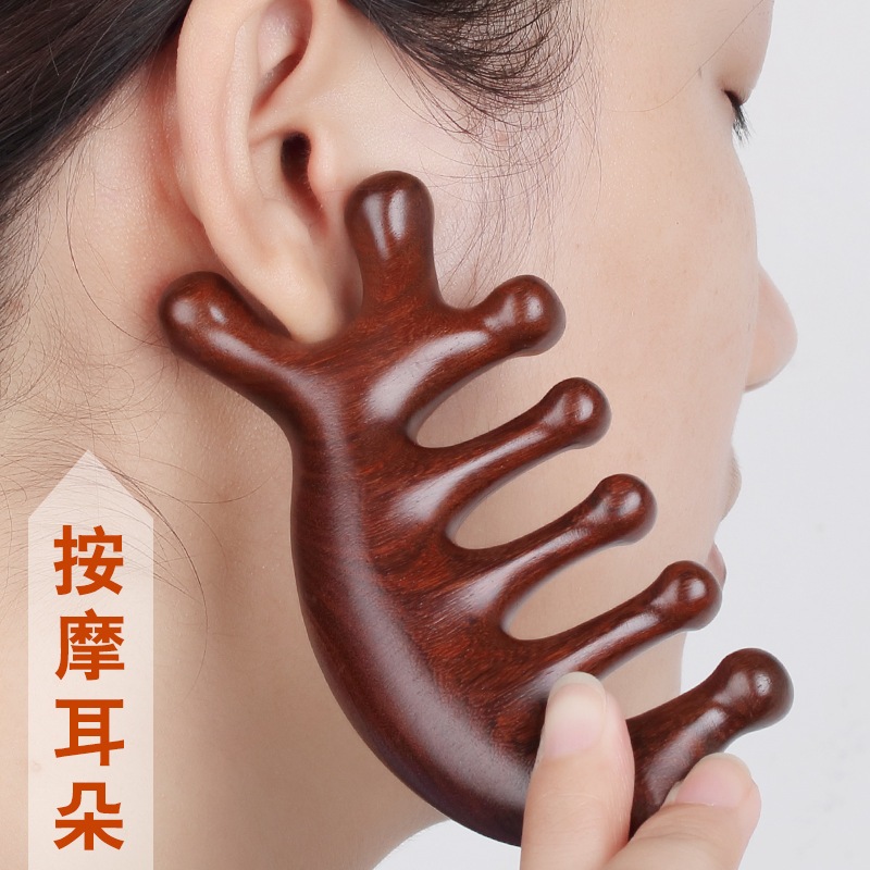 Lược Gỗ Đàn Hương Mát Xa Da Đầu Cho Nam Và Nữ - Tặng Tinh Dầu + Túi Đựng