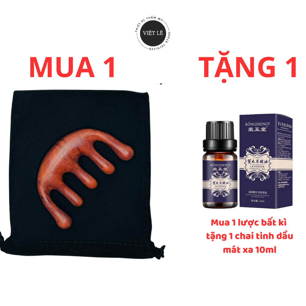 Lược Gỗ Đàn Hương Mát Xa Da Đầu Cho Nam Và Nữ - Tặng Tinh Dầu + Túi Đựng