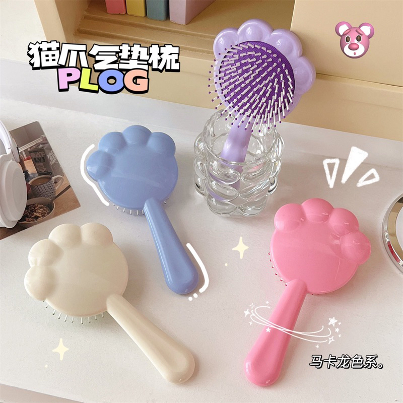 Lược cầm tay chải tóc gỡ rối massage da đầu hình bàn chân mèo cute xinh xắn giảm rụng và kích thích mọc tóc