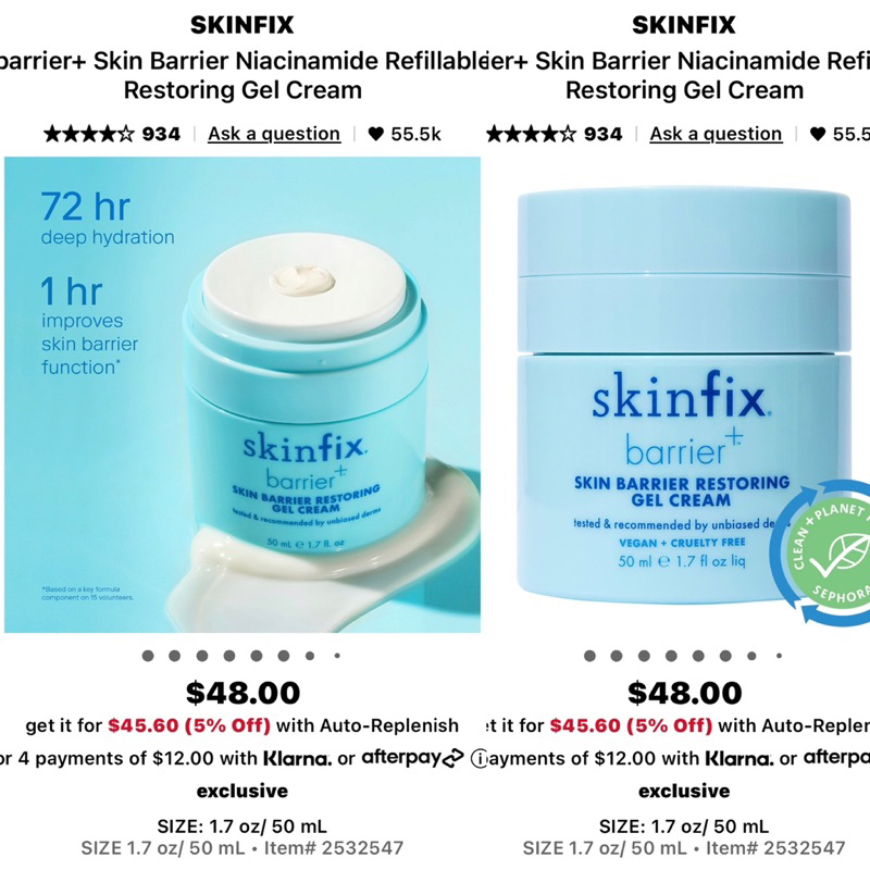 Kem dưỡng Skinfix mini 15ml $20