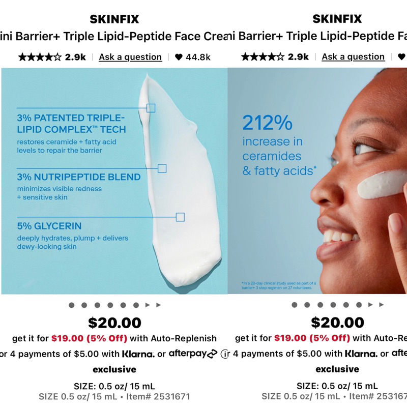 Kem dưỡng Skinfix mini 15ml $20