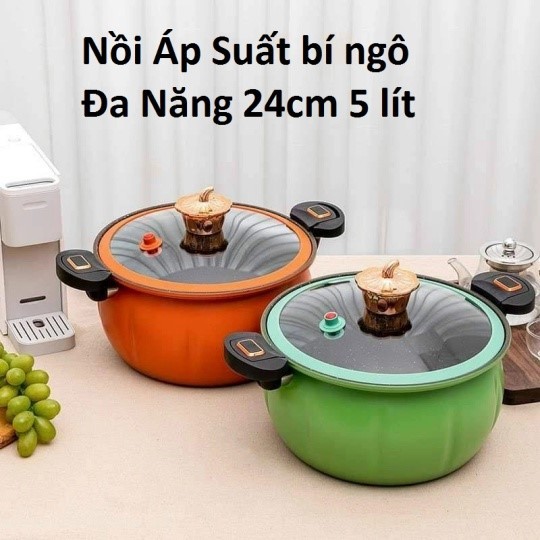 Nồi Áp Suất Bí Ngô 5L, Nồi Hầm Bí Ngô,Nồi Hầm Thông Minh Bí Ngô,Nồi Hầm Bí Ngô Chống Dính