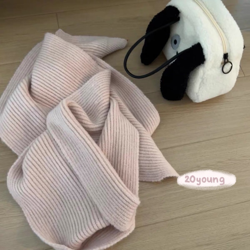 20YOUNG - Khăn choàng len dệt kim mềm mịn màu pastel