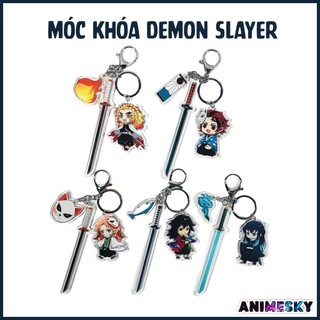 Móc khóa Chibi Thanh gươm diệt quỷ có kiếm 10cm - Kimetsu no Yaiba - Móc khóa Mica 2 mặt