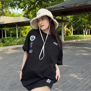 Áo thun đen form rộng dinosaur 100% cotton - basic t-shirt