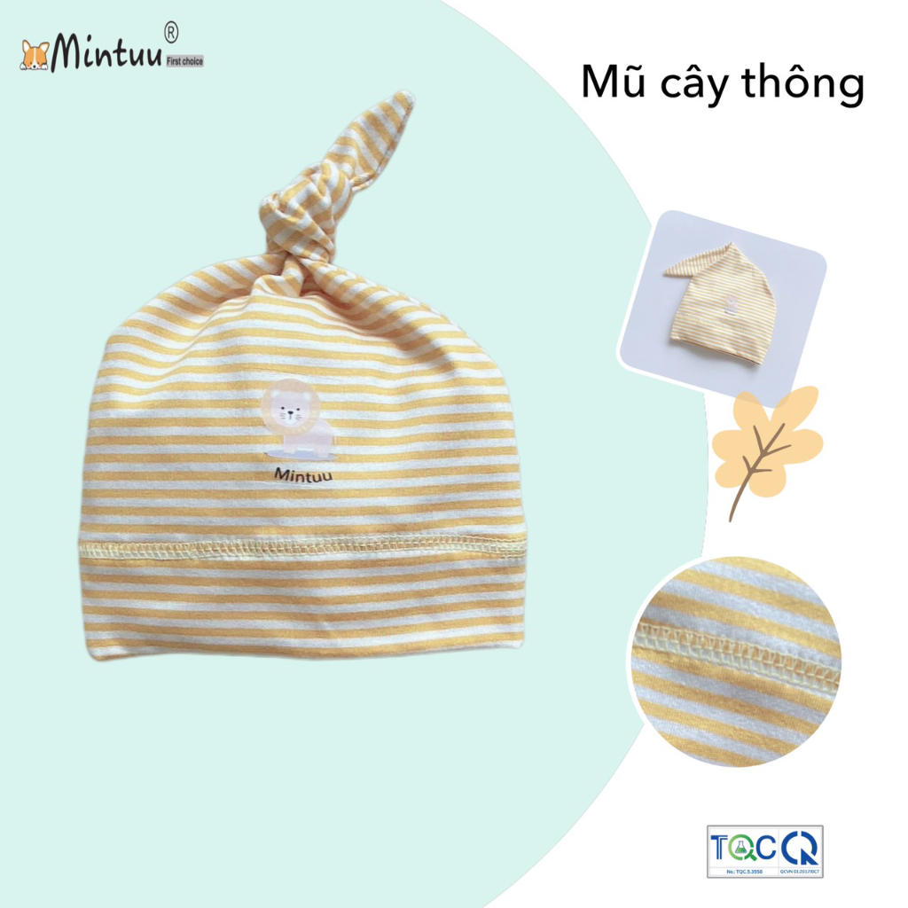 Mũ cây thông cho bé sơ sinh 0 -12 tháng chất liệu visco spandex, thương hiệu MINTUU