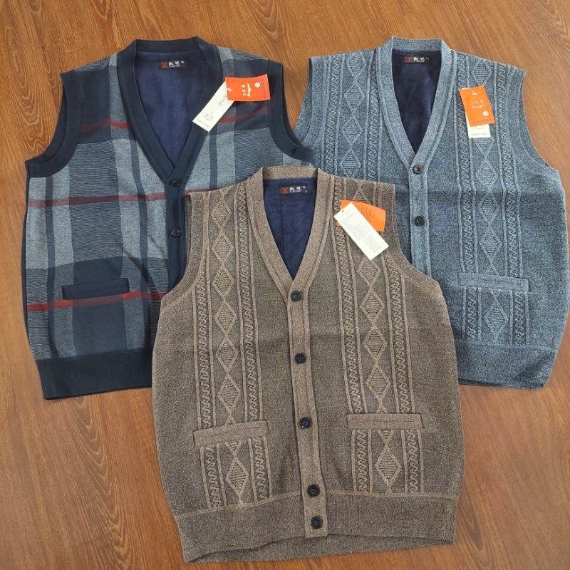 Áo len gile nam trung niên lót lông tặng ông tặng bố siêu ấm