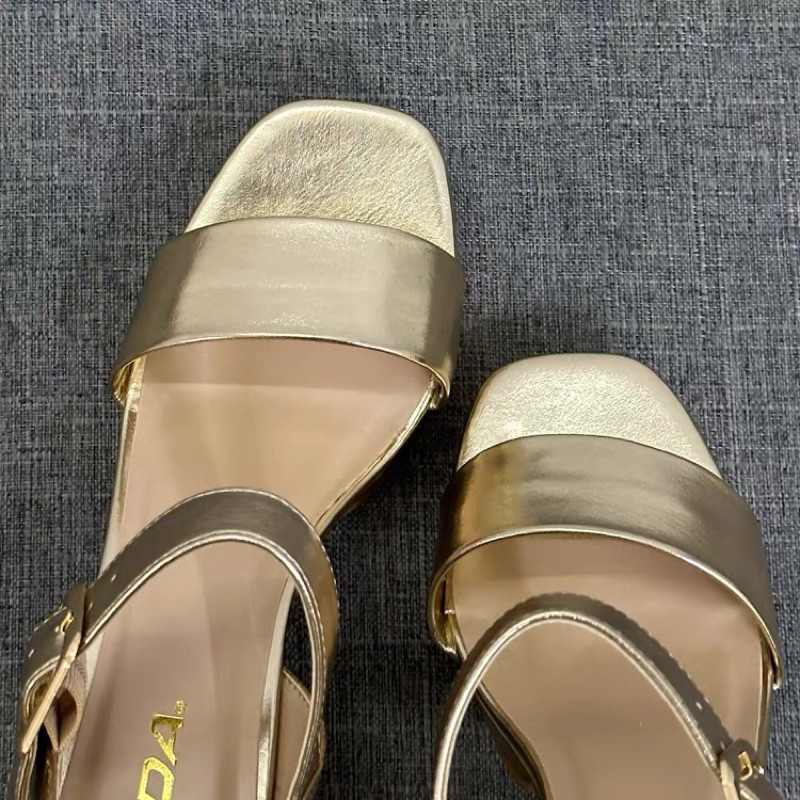 ORDER 🍂 Giày quai ngang nhũ vàng gót trụ 10cm 35-41 xuất Âu