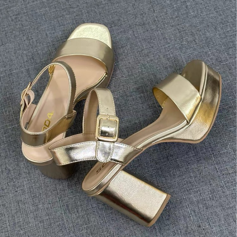 ORDER 🍂 Giày quai ngang nhũ vàng gót trụ 10cm 35-41 xuất Âu