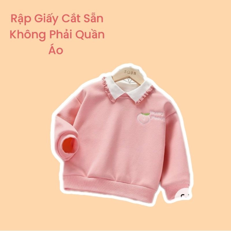 Rập giấy cắt sẵn - Rập giấy may áo thun dài tay cổ sơ mi bé gái