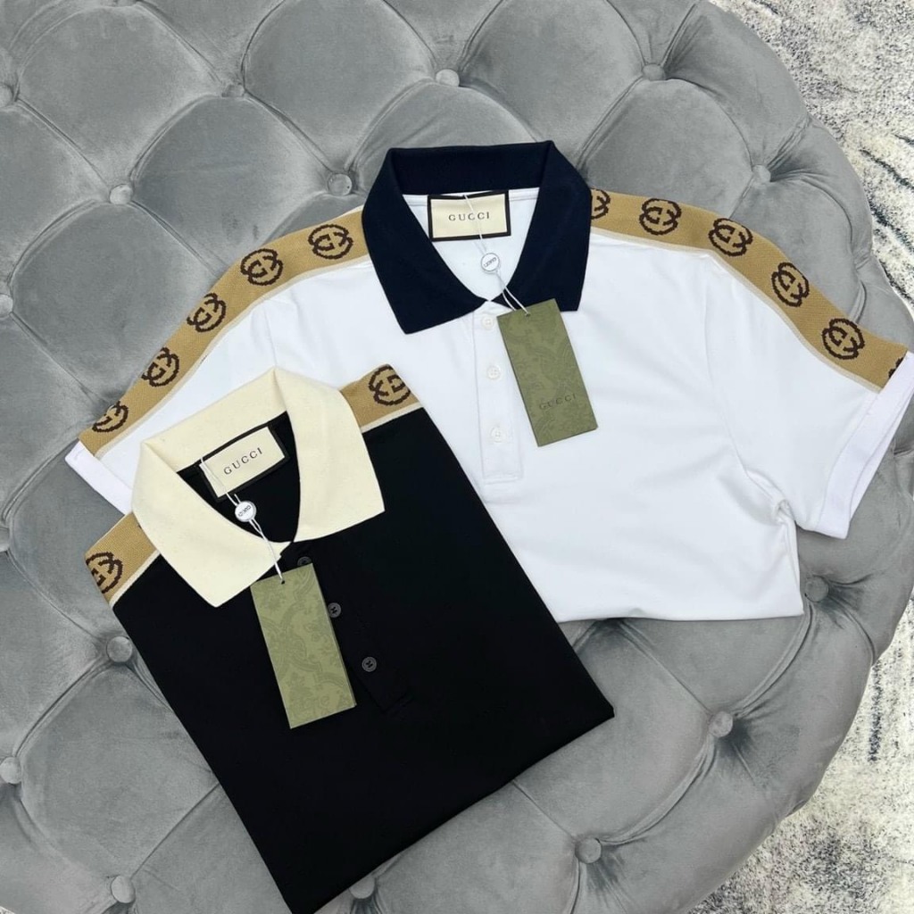 Áo thun polo nam tay ngắn họa tiết phối viền mẫu mới thời trang cao cấp phong cách