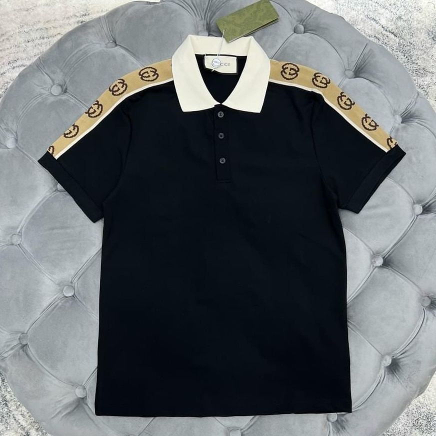 Áo thun polo nam tay ngắn họa tiết phối viền mẫu mới thời trang cao cấp phong cách