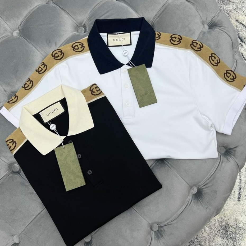 Áo thun polo nam tay ngắn họa tiết phối viền mẫu mới thời trang cao cấp phong cách