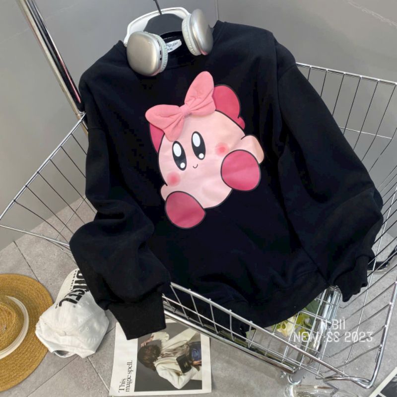 Áo nỉ in hình cute đính nơ trong lót lông