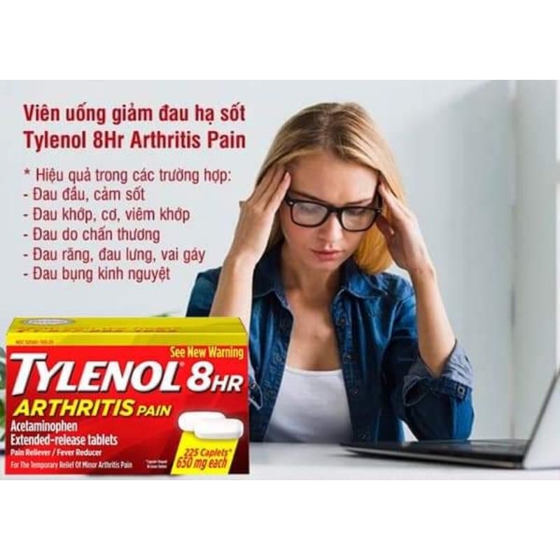 🇺🇸 TYLÊNOL 225 viên 650mg 8Hr của 𝐌𝐲̃