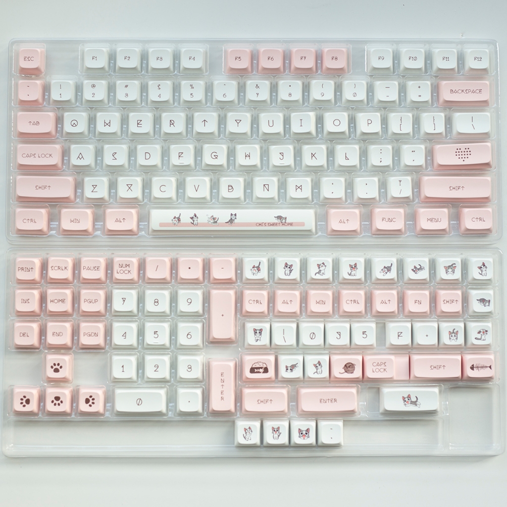 136 nút bàn phím cơ Cheese Cat mèo chi, nhựa PBT dày 1,5mm in Dyesub, Keycap Profile XDA | HYPERKEEB