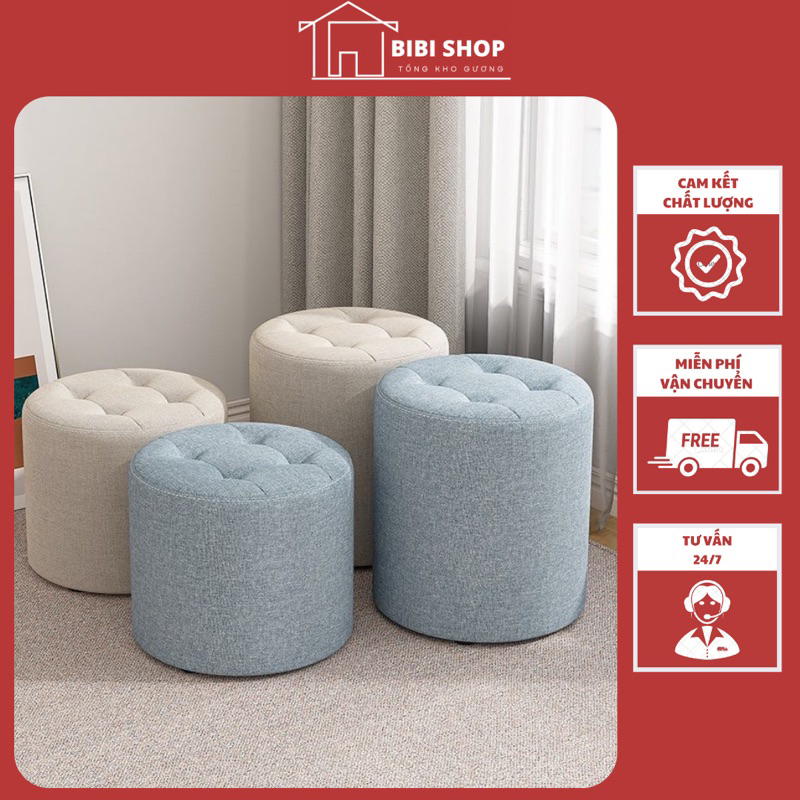 Ghế bàn trang điểm bọc đệm nỉ nhung cao cấp , Đôn tròn sofa phong cách hiện đại kích thước 35x45cm