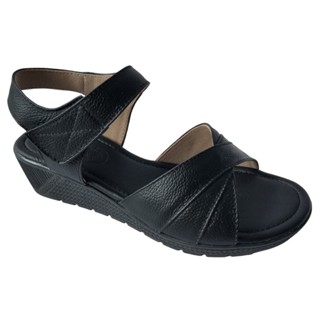 Giày Sandal Đế Xuồng BIGGBEN Da Bò Cao 5 Phân HKD760