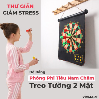 Bộ đồ chơi phi tiêu size 44cm từ tính 2 mặt & 6 phi tiêu nam châm an toàn