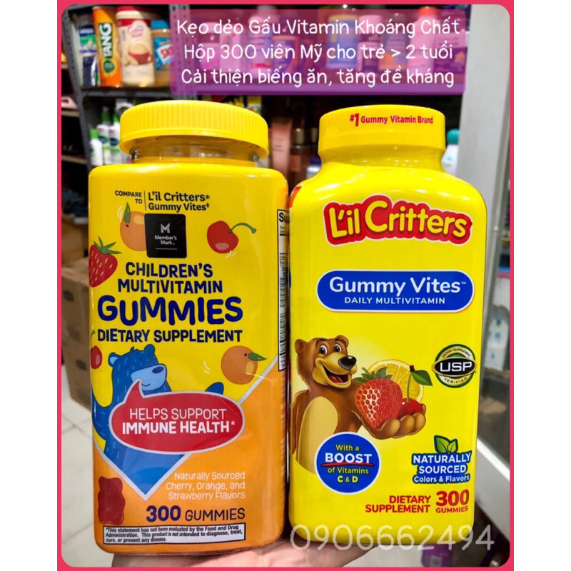 ❤️ [Quận 3] [Date 12/2024] Kẹo Dẻo Gấu Multi Vitamin Trẻ Em L'il Critters Gummy Vites 300 viên Mỹ ăn ngon tăng đề kháng