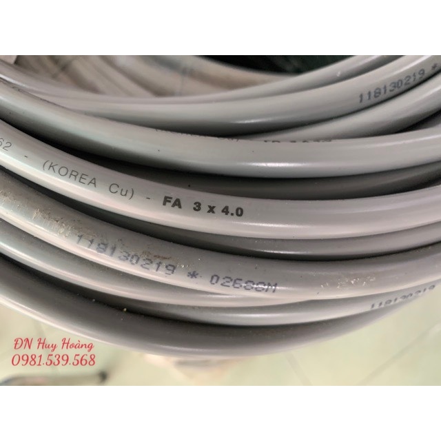 BÁN LẺ 5M,10M,15M, 20M,25M,30M - DÂY ĐIỆN 3 LÕI DAPHACO 3X4.0 2 VỎ BỌC, RUỘT ĐỒNG NGUYÊN CHẤT 100%