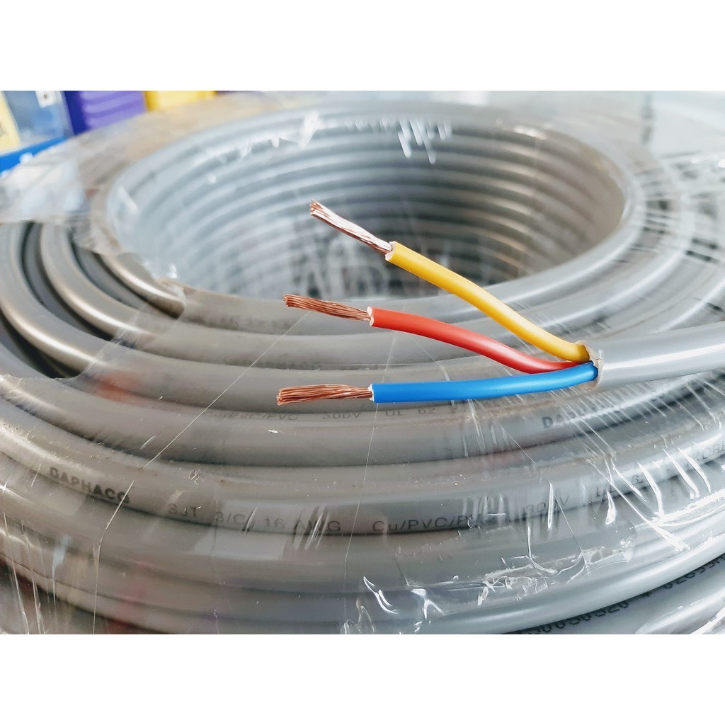 BÁN LẺ 5M,10M,15M, 20M,25M,30M - DÂY ĐIỆN 3 LÕI DAPHACO 3X4.0 2 VỎ BỌC, RUỘT ĐỒNG NGUYÊN CHẤT 100%
