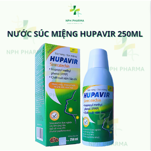 Nước súc miệng Hapuvir 250ml - chiết xuất nấm vân chi, trà xanh,lá neem hỗ trợ sùi, hạt lympho cho cả nam và nữ