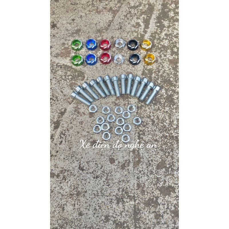 Ốc màu M6 trang trí xe máy,xe điện.