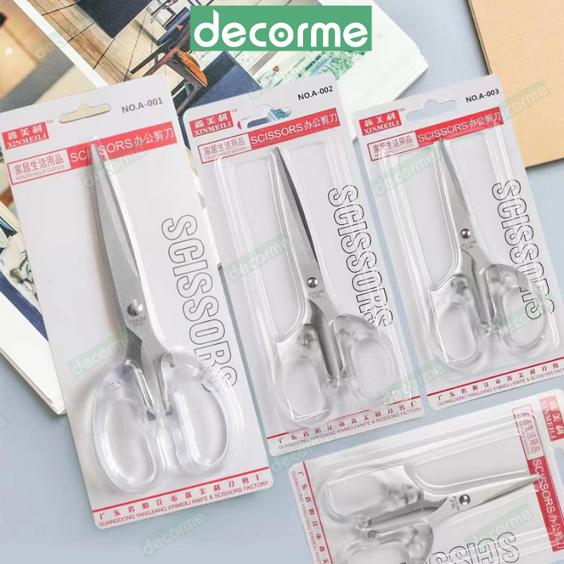 Kéo cắt giấy cán cầm Trong suốt Decorme Kéo trong suốt basic phong cách Hàn Quốc