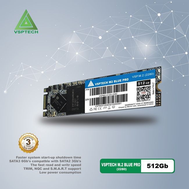 SSD VSPTECH BLUE PRO M.2  512Gb Mới BH 36 Tháng