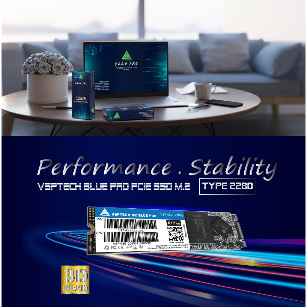 SSD VSPTECH BLUE PRO M.2  512Gb Mới BH 36 Tháng