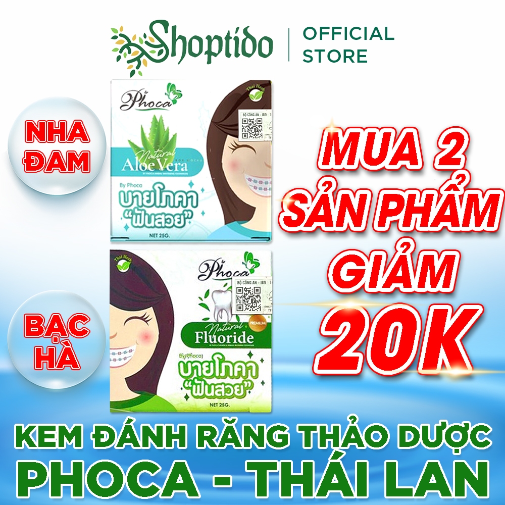 Kem đánh răng thảo dược BY PHOCA Thái Lan 25g giúp răng trắng sáng, dùng được cho người niềng răng NPP Shoptido