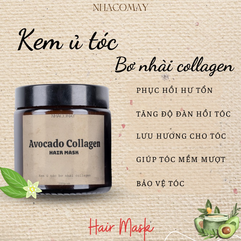 Kem ủ xả tóc Bơ nhài collagen Nhà cô Mây - giảm khô xơ tóc, cấp ẩm , lưu hương cho tóc