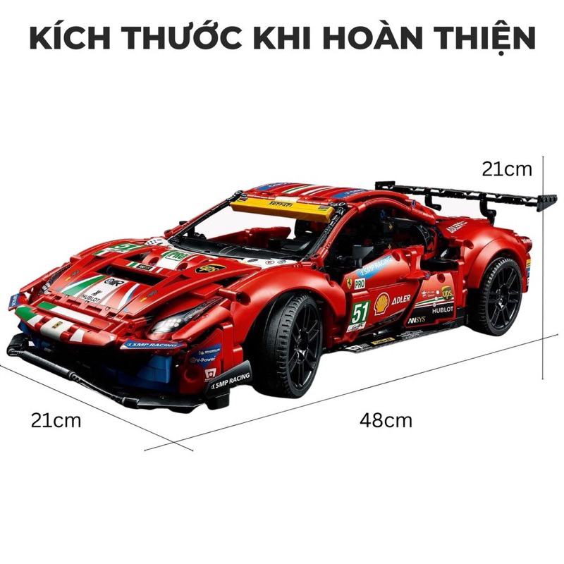 Mô hình lắp ráp Technic siêu xe Ferrari 488 GTE tỉ lệ 1:10