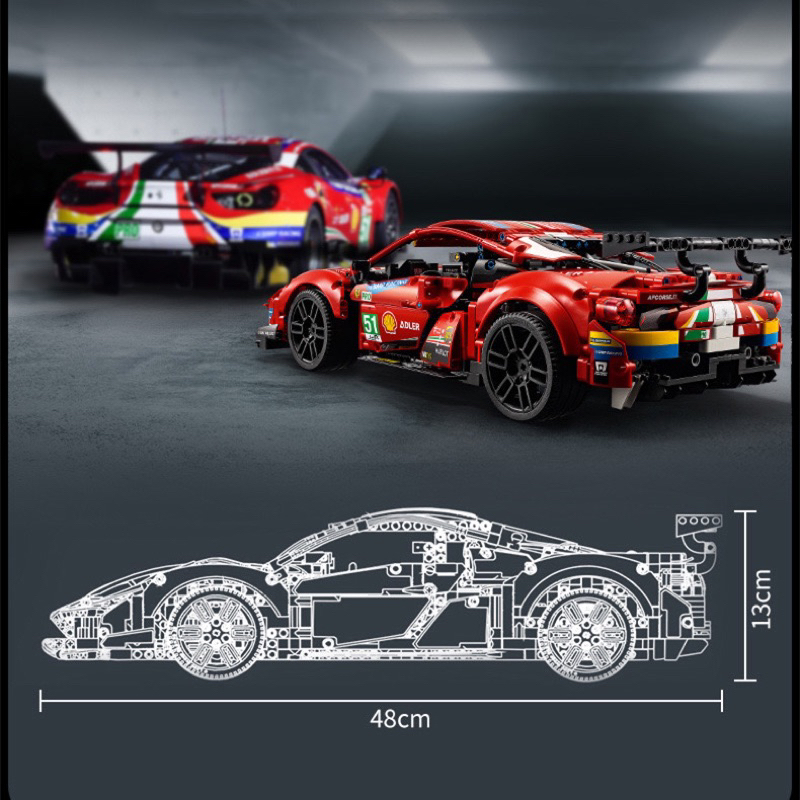 Mô hình lắp ráp Technic siêu xe Ferrari 488 GTE tỉ lệ 1:10