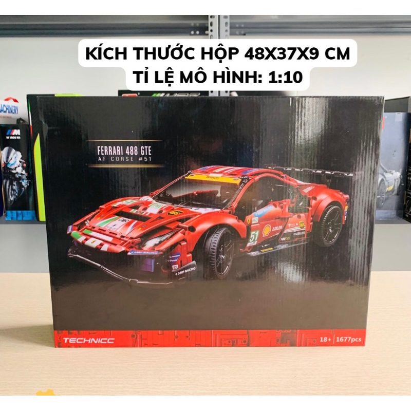 Mô hình lắp ráp Technic siêu xe Ferrari 488 GTE tỉ lệ 1:10