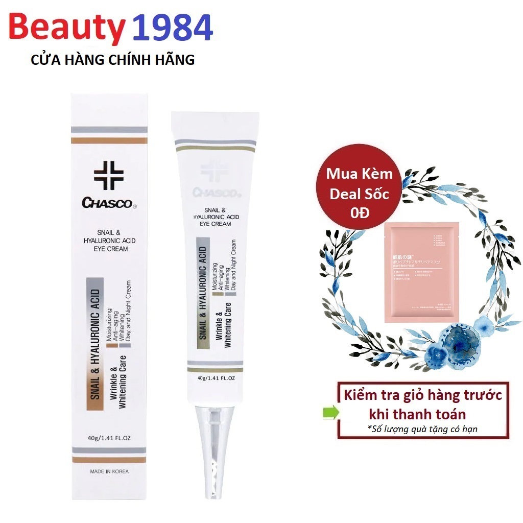 Kem mắt giảm thâm quầng, chống nhăn CHASCO Snail & Hyaluronic acid eye cream 40g