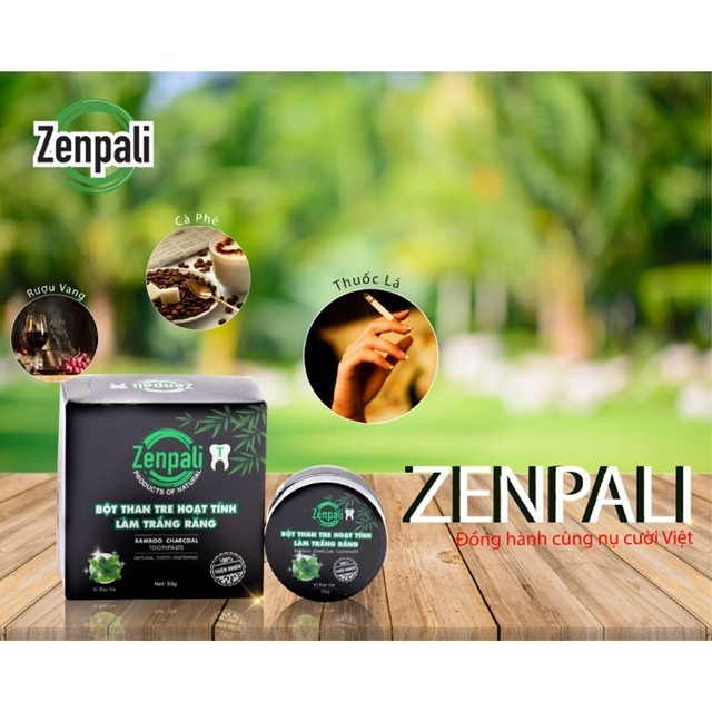 Zenpali - Bột than tre hoạt tính làm răng trắng Bật Tông chính hãng 100% Zenpali ( Mua 3 Tặng 1) có Giới Hạn