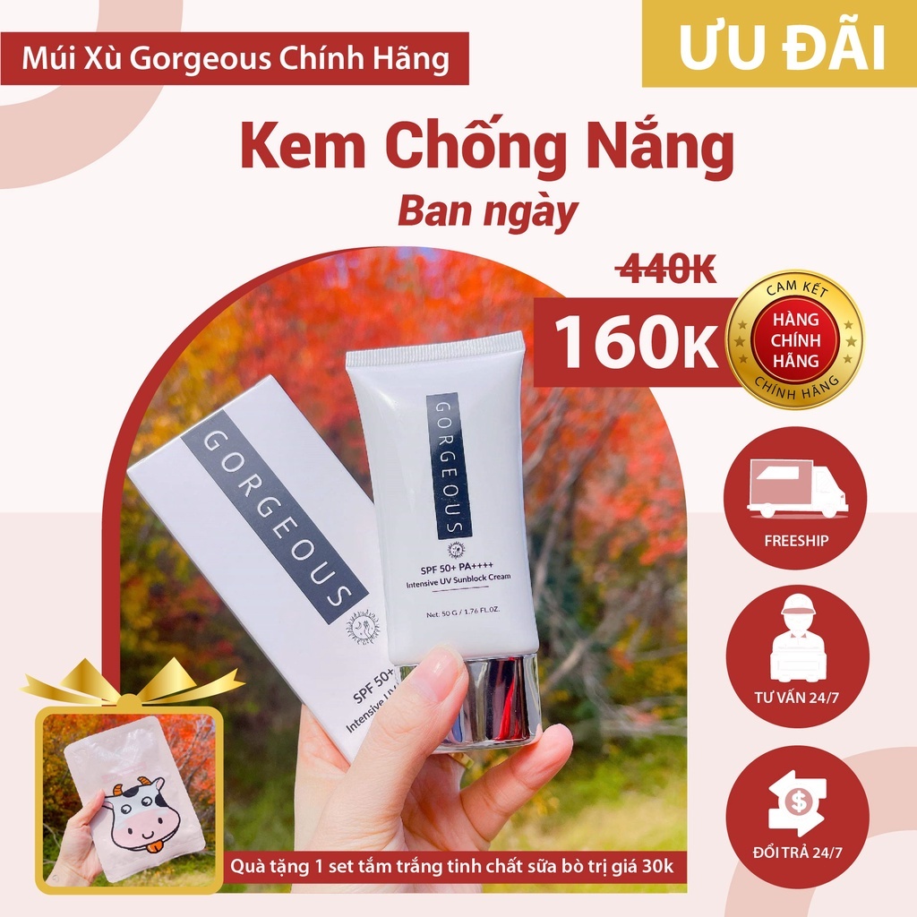Kem Chống Nắng GORGEOUS MÚI XÙ Chính Hãng 50g - 100g Giảm Giá + Khuyến Mãi Lớn Dịp Này