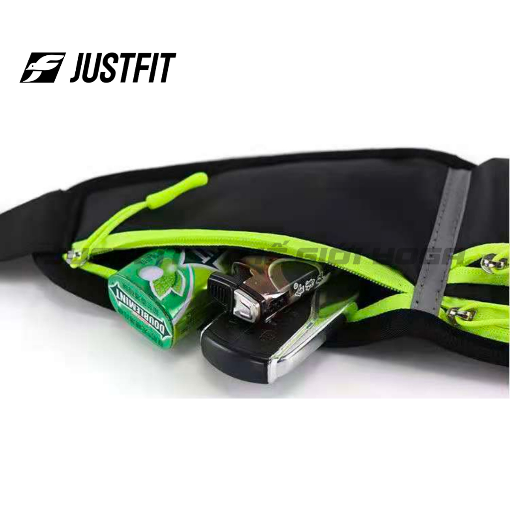 JUSTFIT Đai chạy bộ CB02, có phản quang, có túi đựng bình nước, điện thoại