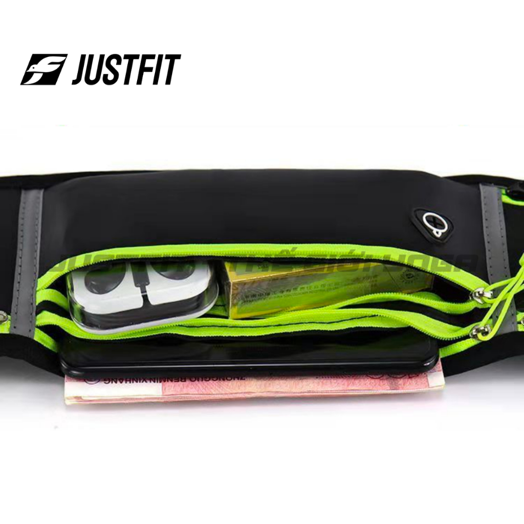 JUSTFIT Đai chạy bộ CB02, có phản quang, có túi đựng bình nước, điện thoại