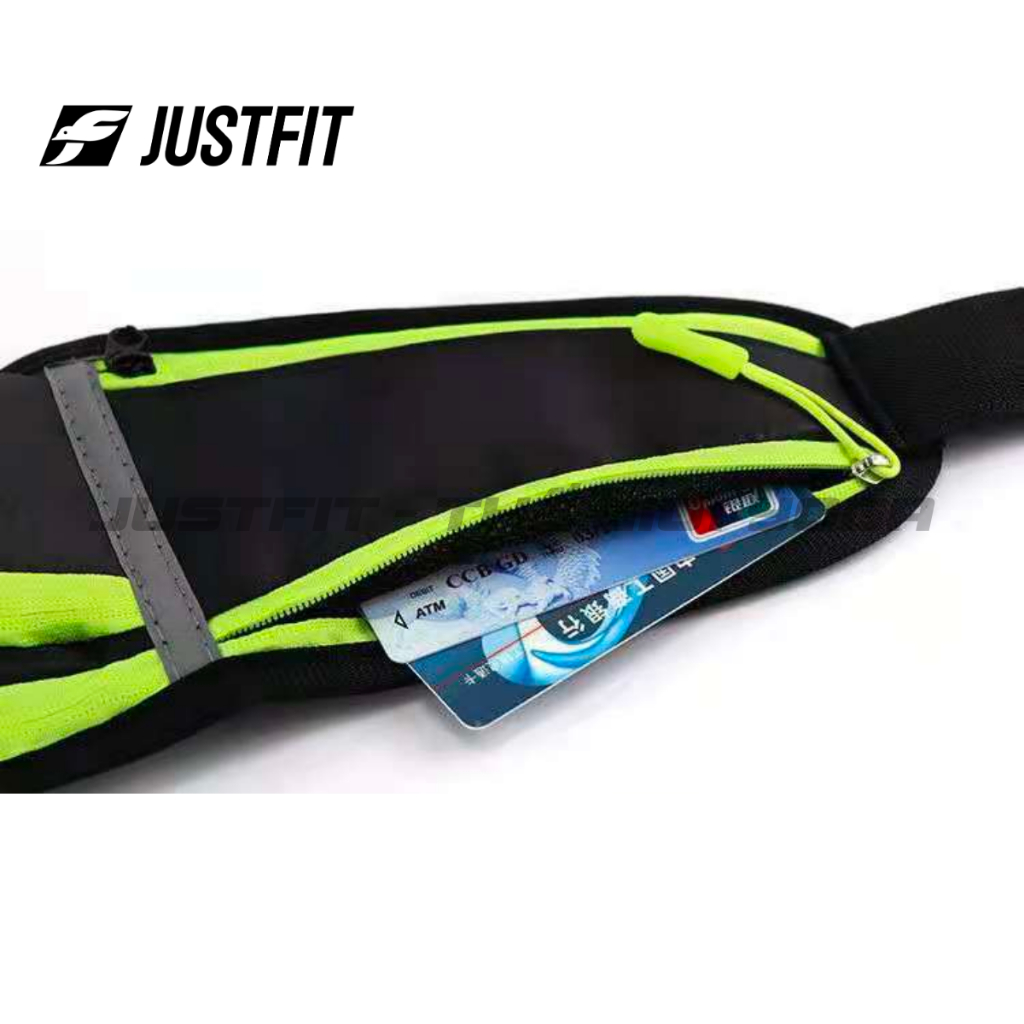 JUSTFIT Đai chạy bộ CB02, có phản quang, có túi đựng bình nước, điện thoại
