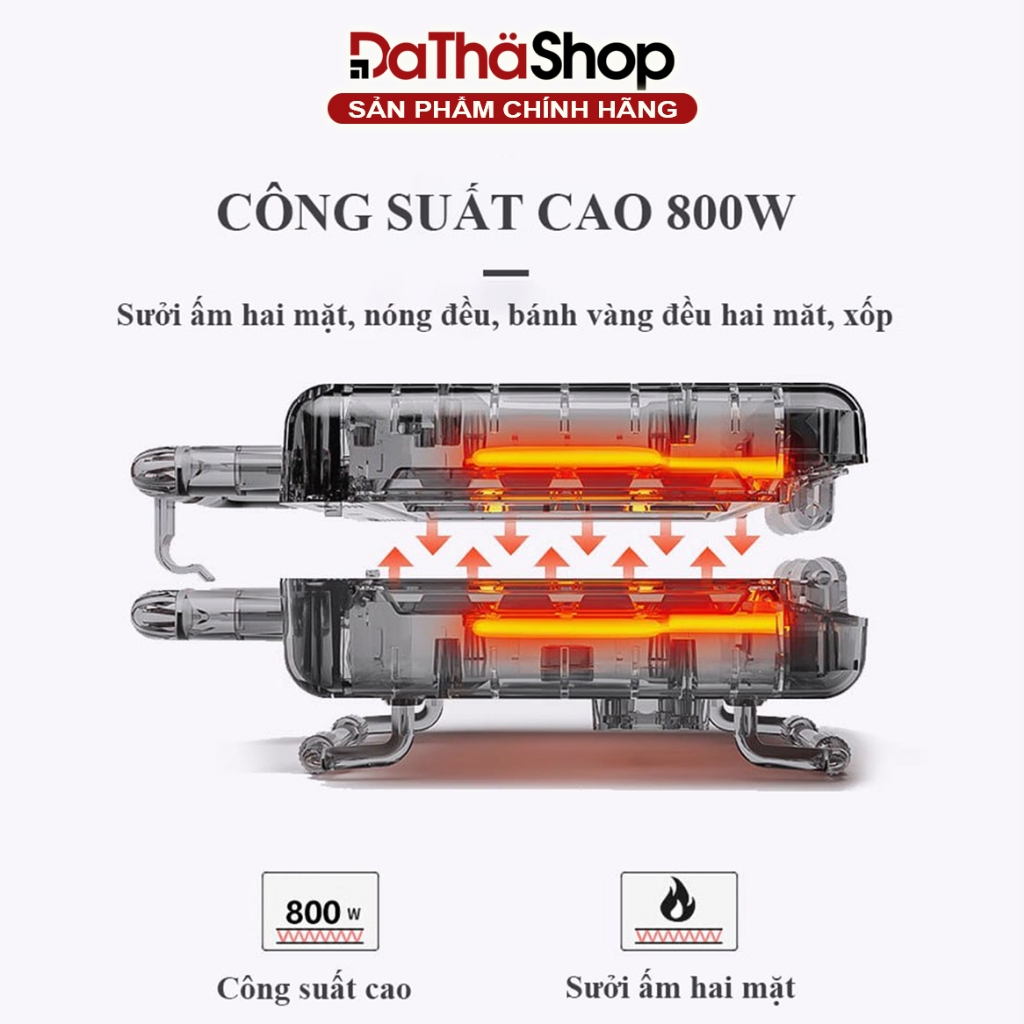Máy Kẹp Bánh Mì SOKANY 8 Khay Chống Dính Tốt, Công Suất Lớn Tới 800W Giúp Máy Nướng Bánh Nhanh Chóng